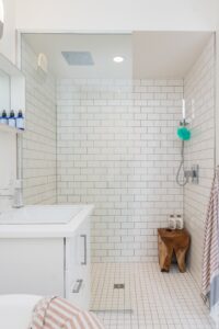Curbless Tile Shower with Square Drain